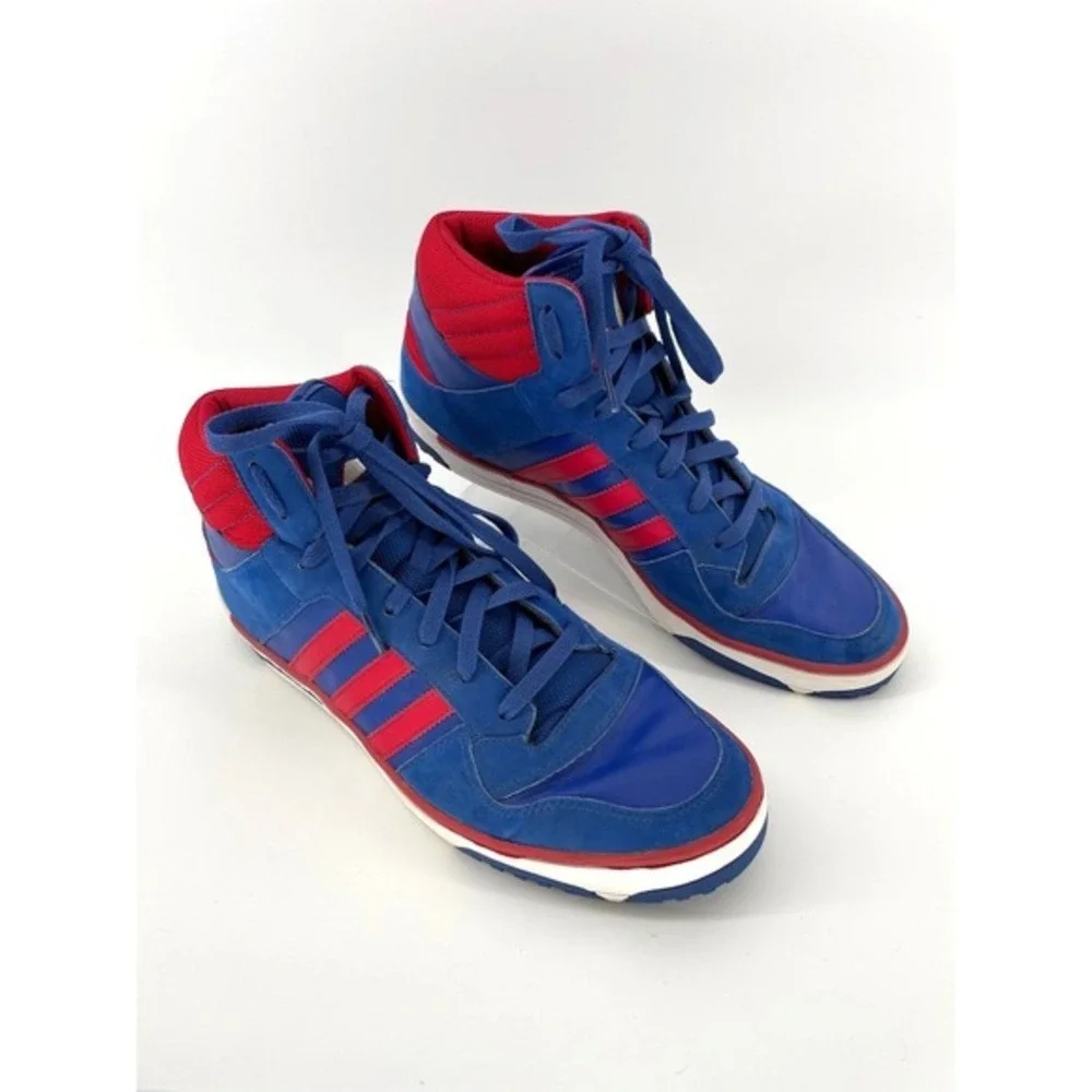Adidas Post Player Top Vulc Mens 11.5 Basketball Sneakers Blue Red Retro Pistons